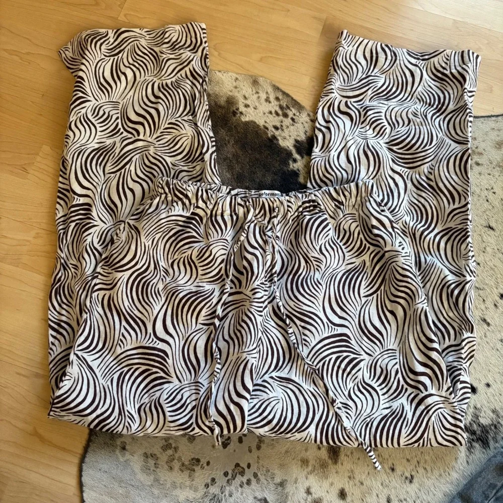 REFORMATION‎ Olina Linen Pants In Optical Size Medium Wide Leg